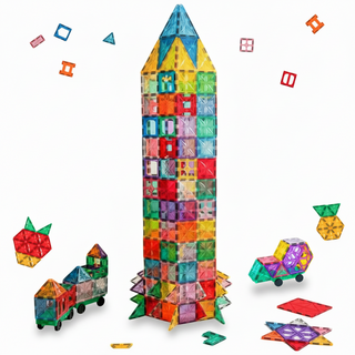 맥킹덤 맥타일즈 자석 블럭 교구 타일 보관함 유아 어린이 장난감 100PCS, 혼합색상, 100피스