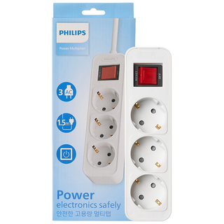 필립스 고용량멀티탭 4000W 워크탭 과부하차단, 3m, 올화이트 3구, 1개, 올화이트 3구 CHP2134WB