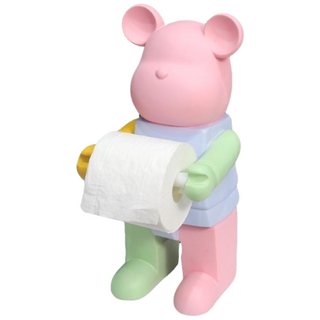 곰돌이휴지걸이 교체 매립형 봉 부착 대형 타공 스프링 캐릭터 화장실 점보롤 휴지걸이 화장지걸이, 핑크