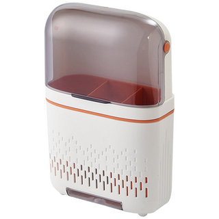 김용석생활연구소 벽 부착 뚜껑 있는 물 빠짐 무타공 오린 수저통, 화이트, 1개