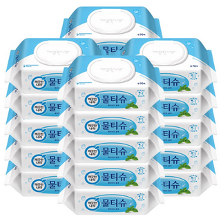 깨끗한나라 페퍼민트 블루 물티슈 캡형, 225g, 70매입, 20개