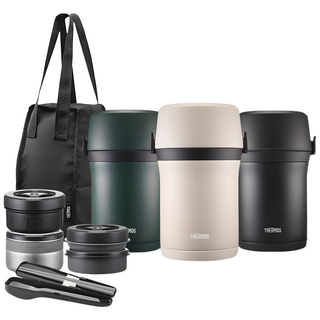 써모스 일체형 대용량 보온도시락 + 보온백 + 수저 세트, 클래식블랙, 1개