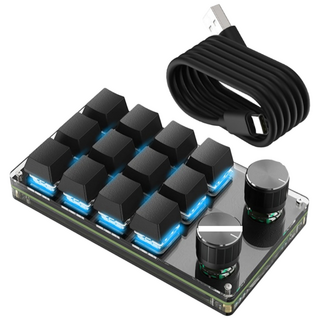 SIKAI 프로그래밍 매크로 단축키 키보드 디자이너 전용 단축키 포토샵 영상 편집 한손 편집 가능 전문가 전용, 한손 키보드, 블랙, 12키+2노브(유선/RGB)