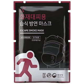 SMT LS화재대피용 습식방연마스크 안경위 착용가능 재난용품 비상용품 시야보호필름, 1개, 상세페이지 참조