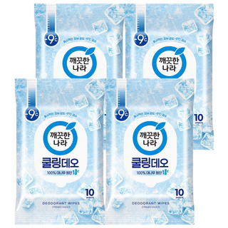 깨끗한나라 페퍼민트 쿨링 휴대용 데오티슈 10p, 66g, 4개