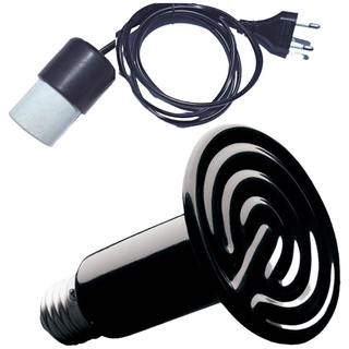 세라믹 열전구 보온전구 100W 빛이나지 않는 전구 히팅 램프 코드선 소켓세트, 세라믹전구100w+중간스위치 사기소켓