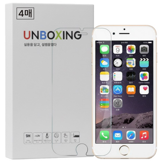 언박싱 아이폰 간편부착 풀커버 전면 강화유리 액정보호필름 4매입, 1세트