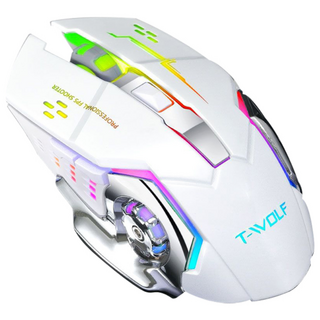 무선 블루투스 마우스 충전식 2.4g 초경량 게이밍 마우스 LED 백라이트 마우스, 화이트, Q13B