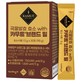 카무트 브랜드 밀 호라산밀 효소 발효 곡물효소 가루 식약처 HACCP 인증 분말 스틱, 90g, 3개