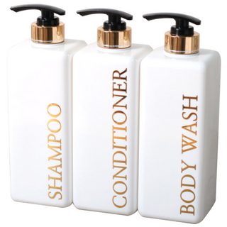 골드 사각 욕실 디스펜서 3종 세트, 화이트, 1세트