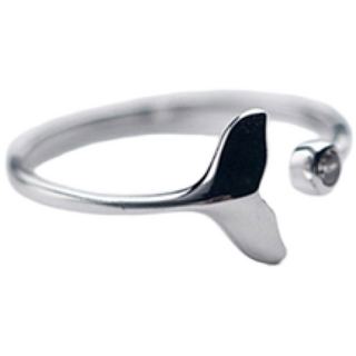 에르모사제이 R002 실버 925 데일리 행운의 고래 꼬리 큐빅 오픈링 은 반지