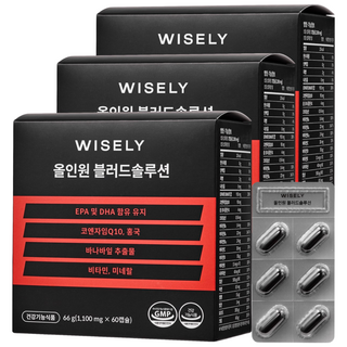 와이즐리 혈행 혈압 혈당 콜레스테롤엔 올인원 블러드 솔루션, 3개, 60정