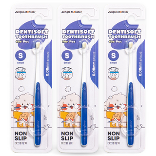 정글몬스터 초소형 반려동물 덴티소프트 극세사모 칫솔, 블루, 3개