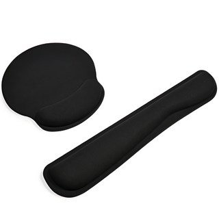 아이퀸 메모리폼 키보드 손목받침대+ 마우스패드, 블랙, 1세트