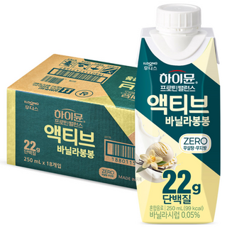 하이뮨 프로틴 밸런스 액티브 22g 바닐라봉봉 ZERO, 18개, 250ml