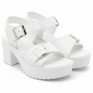 여성 발목 벨크로 근무화 통굽 샌들 빅사이즈 키높이 샌들 7cm