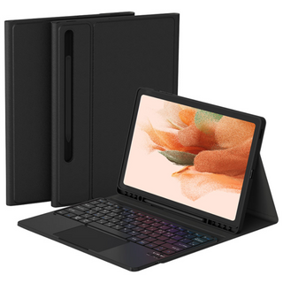 데이웍스 갤럭시탭 S7 FE S7+ S8+ 플러스 블루투스 터치패드 키보드 케이스 S펜 수납 학교 교육청 디벗, 터치패드 키보드 케이스 블랙, 1개