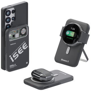 아이시(isee) 맥세이프 준고체 CCC 인증 3in1 대용량 10000mAh 쿨링 거치대 보조배터리 브리즈X (터보 냉각팬/무선고속충전/애플워치/갤럭시 워치 호환), 블랙, 갤럭시 워치
