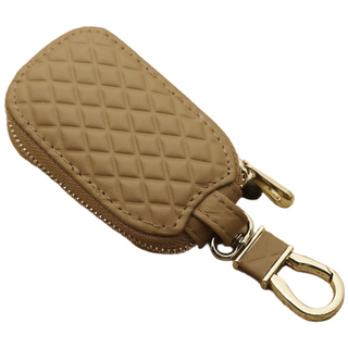 키품다 프리미엄 가죽 스마트키 케이스 홀더 지갑, 샌드베이지