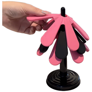 실리콘 냄비받침 세트(받침3개+거치대) 티코스터 컵받침 주방인테리어, 1세트, 핑크+블랙