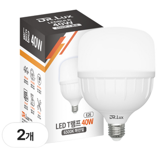 닥터룩스 고용량 LED 전구 T램프 40W E26 일반소켓, 2개, 주광색
