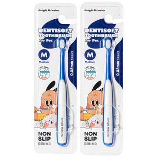정글몬스터 덴티소프트 초극세사모 반려동물 칫솔, 블루, 2개