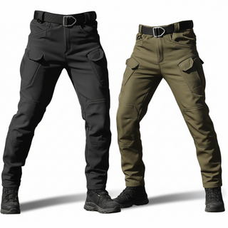 1+1 기모 겨울 고급 스판 IX7 튼튼한 전술 바지 작업복 택티컬 등산 낚시 외출 방한 방풍 전술복, 30, 블랙+카키(기모)