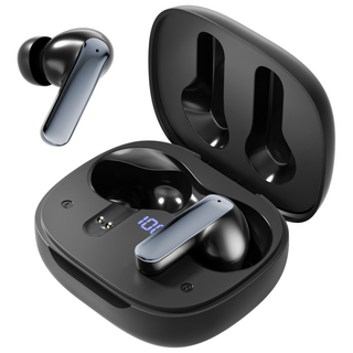 YINTEE 무선 블루투스 이어폰 커널형 ENC 노이즈 캔슬링 고음질 C타입 LED 이어폰, 블랙-T9, 블랙