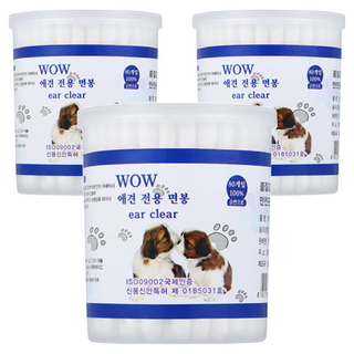 와우 애견 전용 면봉, 3개, 80개입