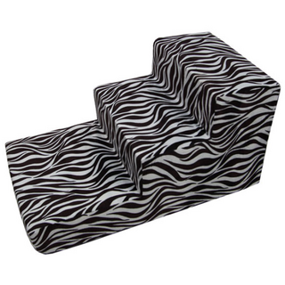 8DECO 강아지계단(스펀지포함) 펫스텝, 극세사 지브라 블랙