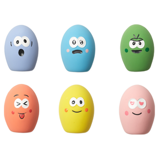 클라우더 강아지 장난감 라텍스 세트 6개입, 달걀모양, 1세트, 6가지색상(노랑 파랑 녹색 주황 보라 핑크)