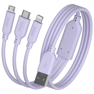 esker 3in1 고속충전 멀티 케이블 USB-A타입 1.5M, 1개, 퍼플, 150mm