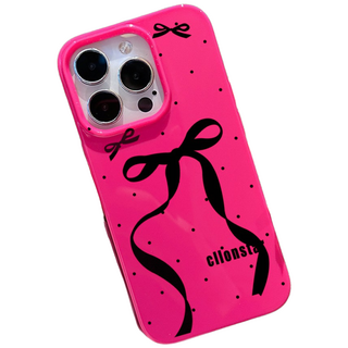(셀론스타) FGD02 블랙 리본 핫핑크 유광 젤리 아이폰 케이스