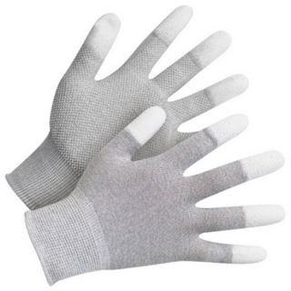 카본사 TOP 도트 손끝코팅 제전장갑, S (10켤레)  회색, 1개