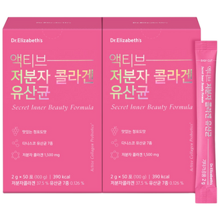 닥터엘리자베스 액티브 저분자 콜라겐 유산균 50포 2박스 50일분, 100g
