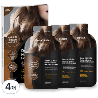 3合1洗髮染 3包入, 自然棕色, 4盒