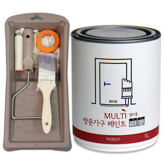 노루 수성 페인트 방문가구용1L+셀프 페인팅 세트100, 화이트, 1개