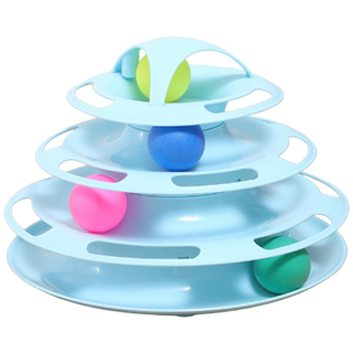 펫츠몬 고양이 움직이는 4단 공놀이 장난감 + 트랙볼 랜덤발송 4p 세트, 블루, 1세트