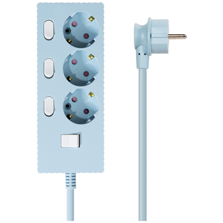 파워존 자동소화 4000W 고용량 웨이브 개별스위치 과부하차단 3구 멀티탭 50cm 1.5m 3m 5m 7m, 자동소화 개별스위치 3구 50cm 파스텔블루, 1개