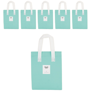 일회용 피크닉 도시락 미니 보냉백 보냉가방 쿨러백 대형 (스티커 포함), 6개, 민트