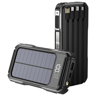 파워썬 태양열 보조배터리 대용량 야외 태양광 무선 고속충전 멀티 케이블 일체형 30000, 밀리터리 블랙, 30000mAh