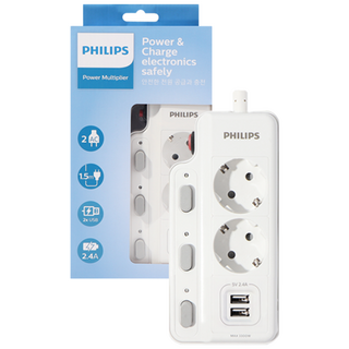 [일반+무배] 필립스 USB멀티탭 2구, USB 2포트 2구, 1개, 화이트 2구 CHP4720W