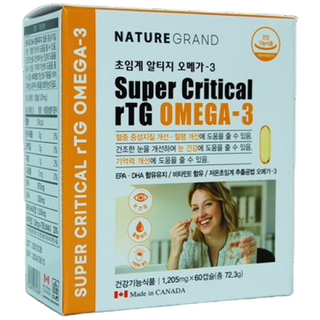 캐나다 초임계 알티지 오메가3 식물성 rTG 60캡슐 비타민E 함유 당일발송, 60정, 1개