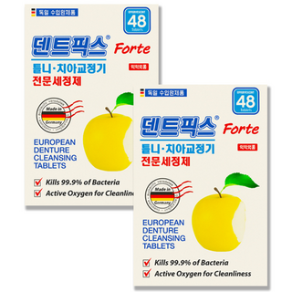 NEW 덴트픽스 포르테 48정 틀니 세정제 교정기 의치 세척제, 48개입, 2개