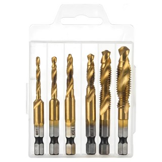 그레이나 티타늄 드릴탭 비트세트 3in1 복합 드릴탭 빠른 타공+나사 절삭+모서리 정리 6종세트, 1개
