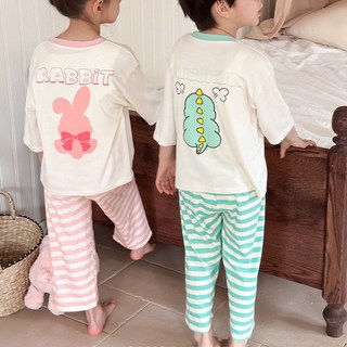 굿도우 아동용 모달 스트라이프 실내복 7부