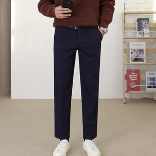 로코비전 남자 고급 기모 슬랙스 겨울 본딩 정장 바지 9부 10부 빅사이즈 링클프리 스판 팬츠