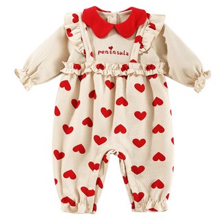 몽실이 하트여아 긴팔우주복 유아용 아기 외출복 돌선물 백일선물