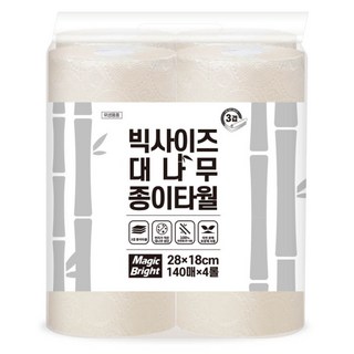 매직브라이트 먼지없는 대용량 빅사이즈 대나무 키친타올, 4개, 140매