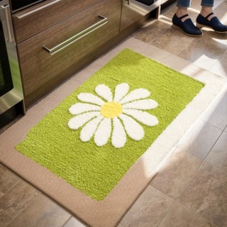 긍정리빙 민들레 욕실발매트 세탁가능 현관 주방 겸용 인테리어, Green